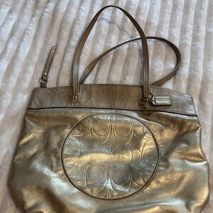 Coach Gold Metallic Tote with Embossed Design